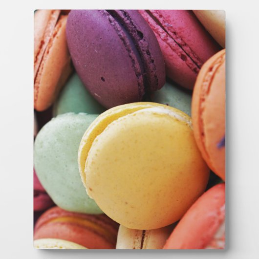 Schattigee kleurrijke dessert Franse Macaron Fotoplaat (Voorkant)