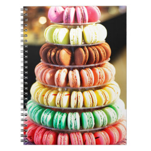 Schattigee kleurrijke dessert Franse Macaron Notitieboek