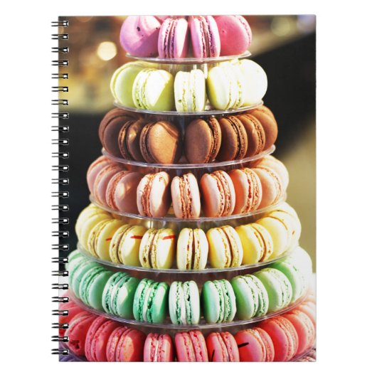 Schattigee kleurrijke dessert Franse Macaron Notitieboek (Voorkant)
