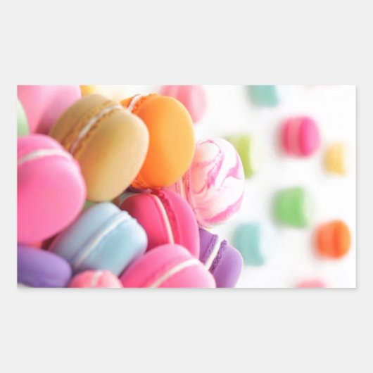 Schattigee kleurrijke dessert Franse Macaron Rechthoekige Sticker (Voorkant)