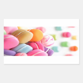 Schattigee kleurrijke dessert Franse Macaron Rechthoekige Sticker