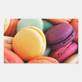 Schattigee kleurrijke dessert Franse Macaron Rechthoekige Sticker