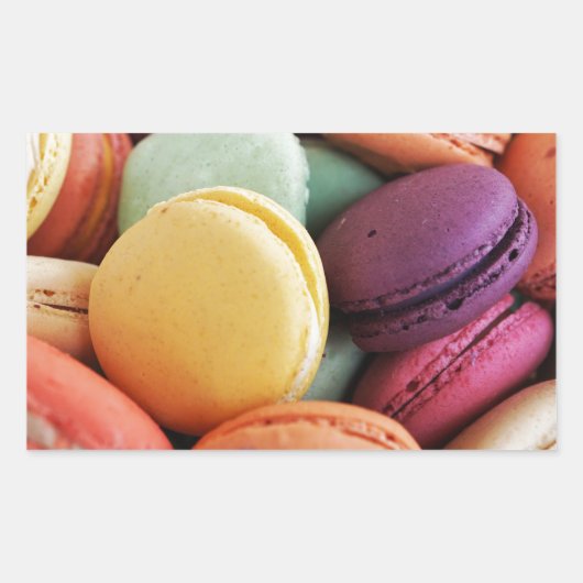 Schattigee kleurrijke dessert Franse Macaron Rechthoekige Sticker (Voorkant)