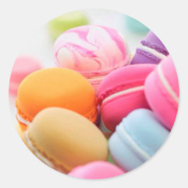 Schattigee kleurrijke dessert Franse Macaron Ronde Sticker