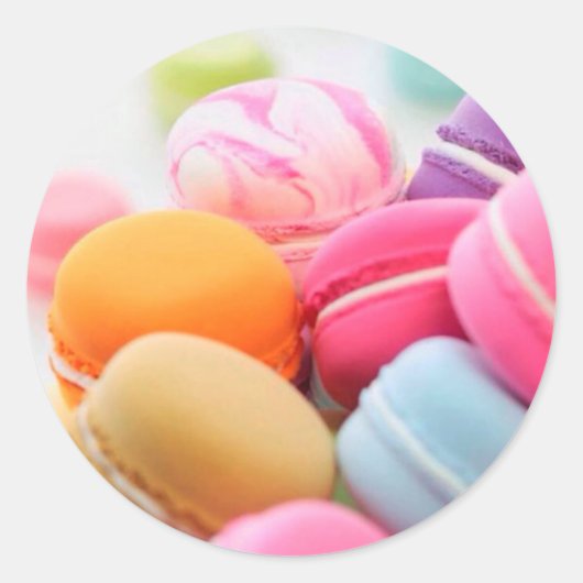 Schattigee kleurrijke dessert Franse Macaron Ronde Sticker (Voorkant)
