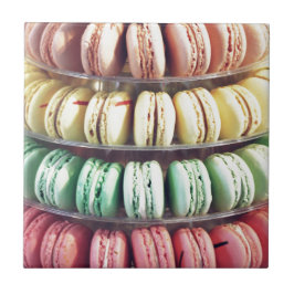 Schattigee kleurrijke dessert Franse Macaron Tegeltje