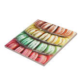 Schattigee kleurrijke dessert Franse Macaron Tegeltje (Zijkant)