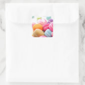 Schattigee kleurrijke dessert Franse Macaron Vierkante Sticker (Tas)