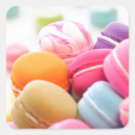 Schattigee kleurrijke dessert Franse Macaron Vierkante Sticker
