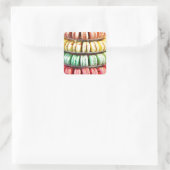 Schattigee kleurrijke dessert Franse Macaron Vierkante Sticker (Tas)
