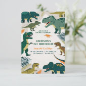 Schattigee kleurrijke dinopartij | Dinosaurussen 1 Kaart (Staand voorkant)