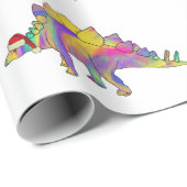 Schattigee kleurrijke dinosaurus kerst cadeaupapier (Rol Hoek)