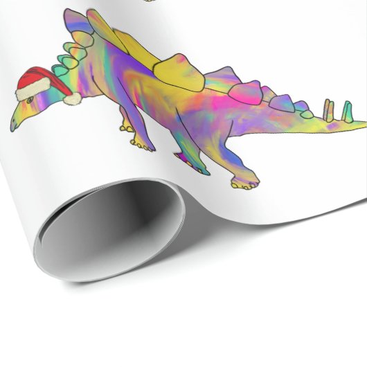 Schattigee kleurrijke dinosaurus kerst cadeaupapier (Rol Hoek)