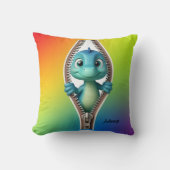 Schattigee kleurrijke dinosaurus Kinder gepersonal Kussen (Voorkant)