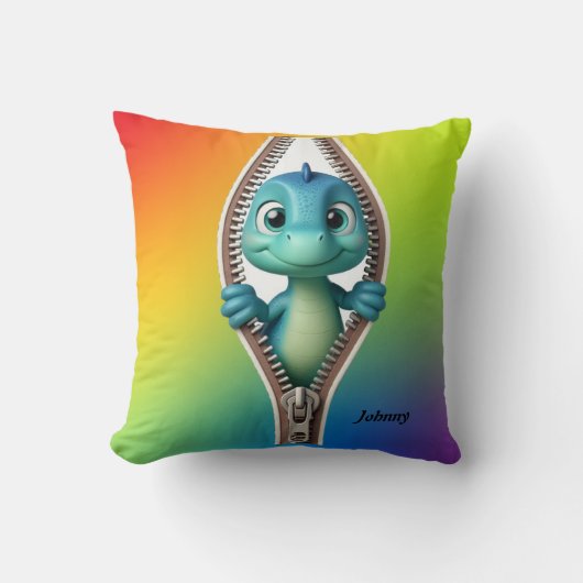 Schattigee kleurrijke dinosaurus Kinder gepersonal Kussen (Voorkant)