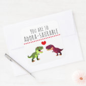 Schattigee Kleurrijke Dinosaurus Paar Liefde Pun V Vierkante Sticker (Envelop)