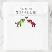 Schattigee Kleurrijke Dinosaurus Paar Liefde Pun V Vierkante Sticker (Tas)