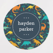 Schattigee Kleurrijke Dinosaurus Patroon Kinder Na Labels (Design 2)