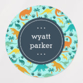 Schattigee Kleurrijke Dinosaurus Patroon Kinder Na Labels (Design 1)