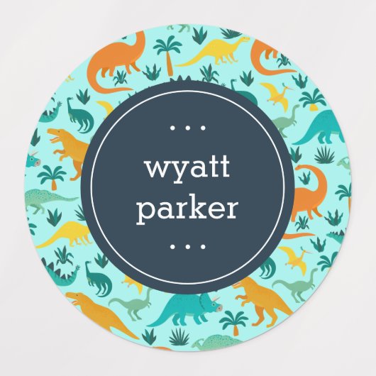 Schattigee Kleurrijke Dinosaurus Patroon Kinder Na Labels (Design 1)