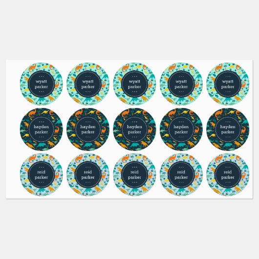 Schattigee Kleurrijke Dinosaurus Patroon Kinder Na Labels (Vel)