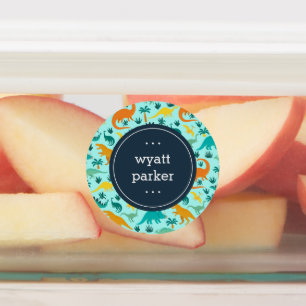 Schattigee Kleurrijke Dinosaurus Patroon Kinder Na Labels