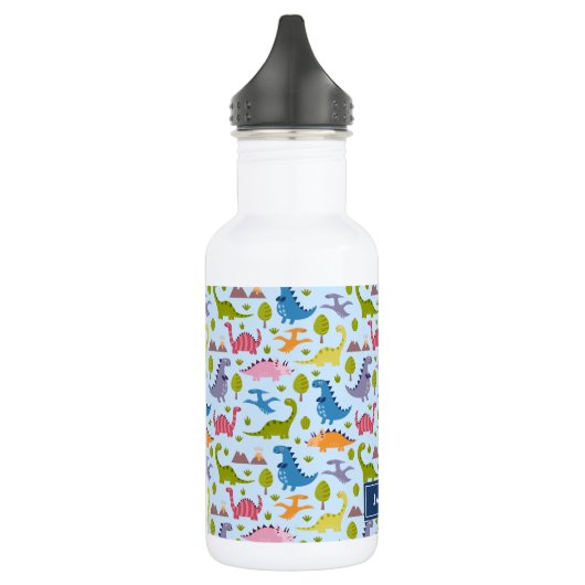 Schattigee & Kleurrijke Dinosaurus Patroon Kinder  Waterfles (Links)