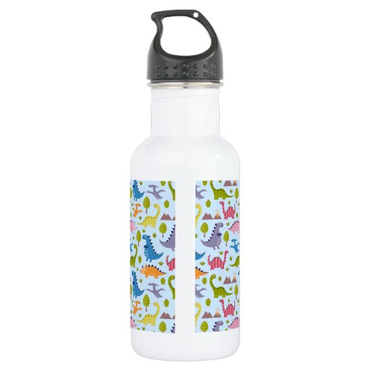 Schattigee & Kleurrijke Dinosaurus Patroon Kinder Waterfles (Achterkant)