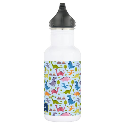 Schattigee & Kleurrijke Dinosaurus Patroon Kinder  Waterfles (Rechts)