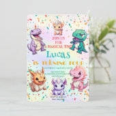 Schattigee kleurrijke dinosaurus School kinderen V Kaart (Staand voorkant)