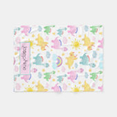 Schattigee kleurrijke dinosauruspatroon meisjesnaa fleece deken (Voorkant (Horizontaal))