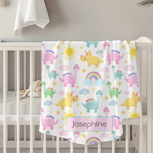 Schattigee kleurrijke dinosauruspatroon meisjesnaa fleece deken