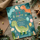 Schattigee kleurrijke dinosaurussen eerste verjaar kaart