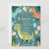 Schattigee kleurrijke dinosaurussen eerste verjaar kaart (Voorkant)