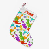 Schattigee kleurrijke dinosaurussen groen rood kleine kerstsok (Voorkant (Hangend))