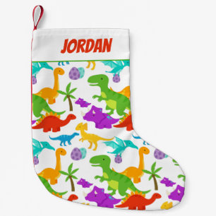 Schattigee kleurrijke dinosaurussen groen rood kleine kerstsok