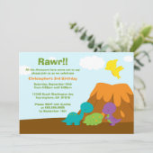 Schattigee kleurrijke dinosaurussen verjaardagsfee kaart (Staand voorkant)