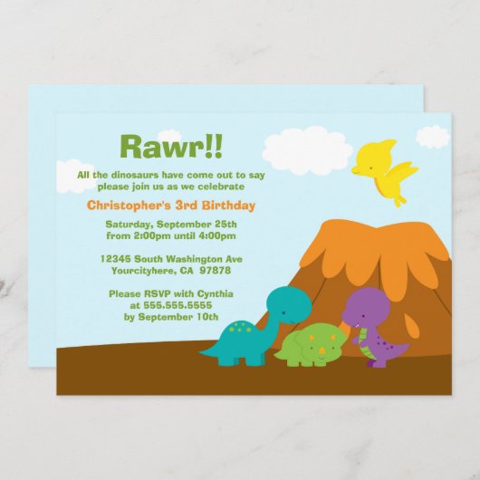 Schattigee kleurrijke dinosaurussen verjaardagsfee kaart (Voorkant / Achterkant)