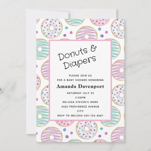 Schattigee kleurrijke donut patroon Baby shower Kaart (Voorkant)