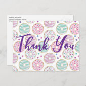 Schattigee kleurrijke donut patroon dank u briefkaart (Voorkant / Achterkant)