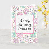 Schattigee kleurrijke donut patroon verjaardag kaart (Gele Bloem)