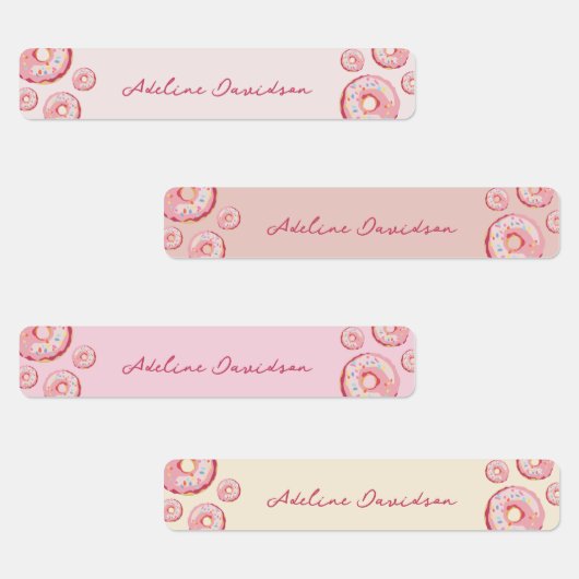 Schattigee Kleurrijke Donut Thema Waterdichte Kind Labels (Groep)
