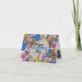 Schattigee Kleurrijke Doodle Flowers Moederdag Kaart (Voorkant)