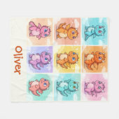 Schattigee kleurrijke Dragon Doodles Fleece Deken (Voorkant (Horizontaal))