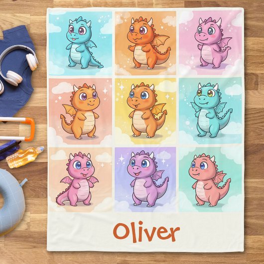 Schattigee kleurrijke Dragon Doodles Fleece Deken