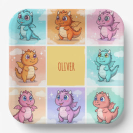 Schattigee kleurrijke Dragon Doodles Papieren Bordje