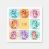 Schattigee kleurrijke Dragon Doodles Servet (Voorkant)