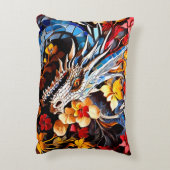 Schattigee kleurrijke drakenmozaïeken accent kussen (Achterkant (Verticaal))