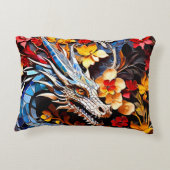 Schattigee kleurrijke drakenmozaïeken accent kussen (Achterkant)