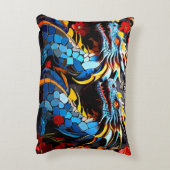 Schattigee kleurrijke drakenmozaïeken accent kussen (Achterkant (Verticaal))